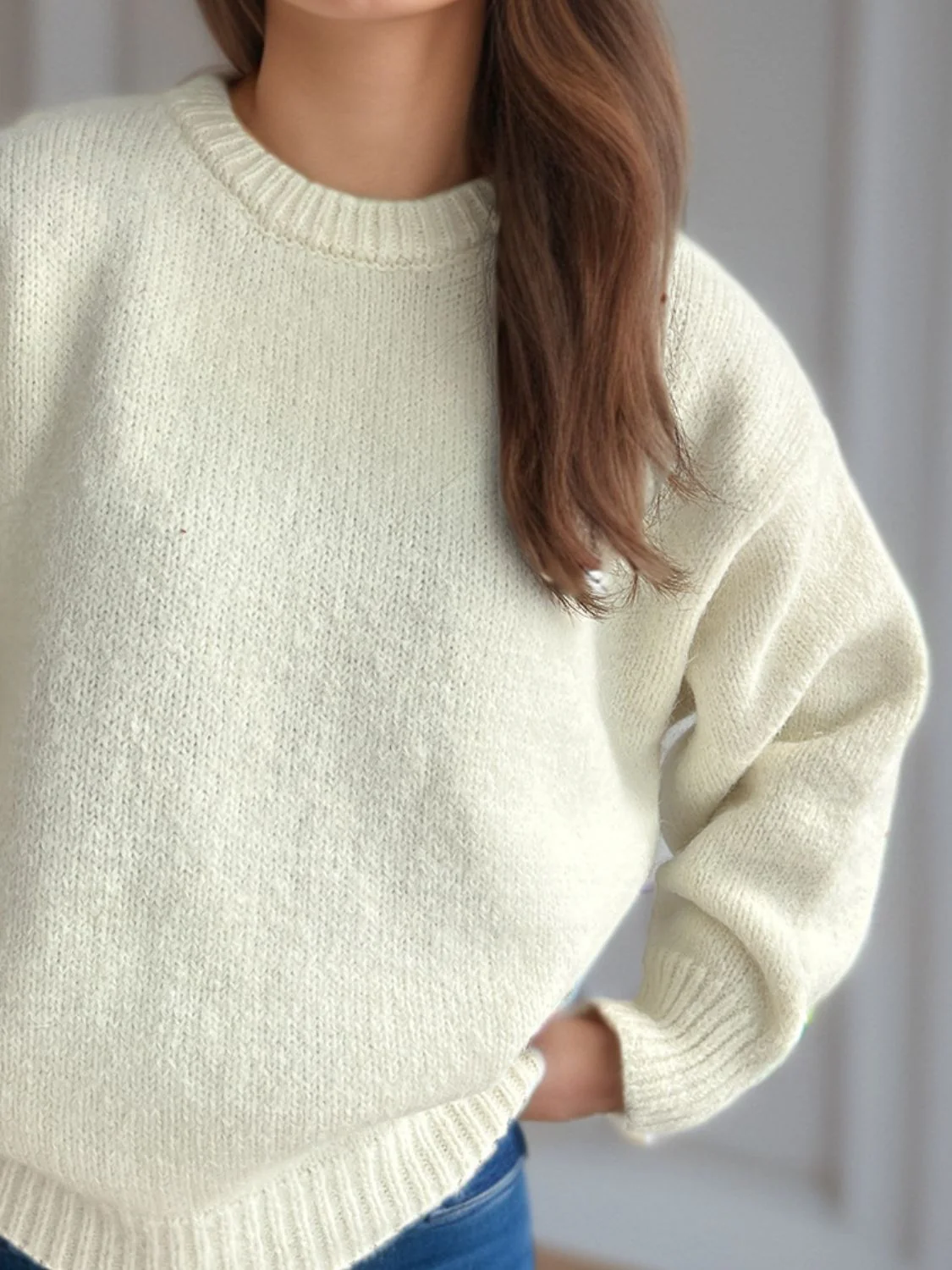 Round Neck Long Sleeve Sweater - Image 12