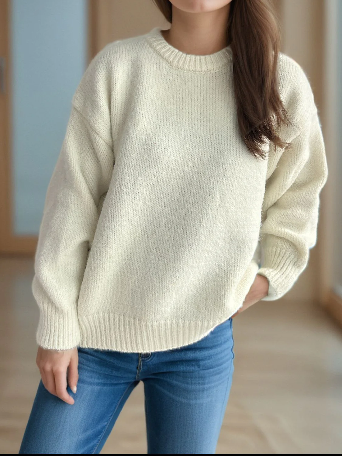 Round Neck Long Sleeve Sweater - Image 13