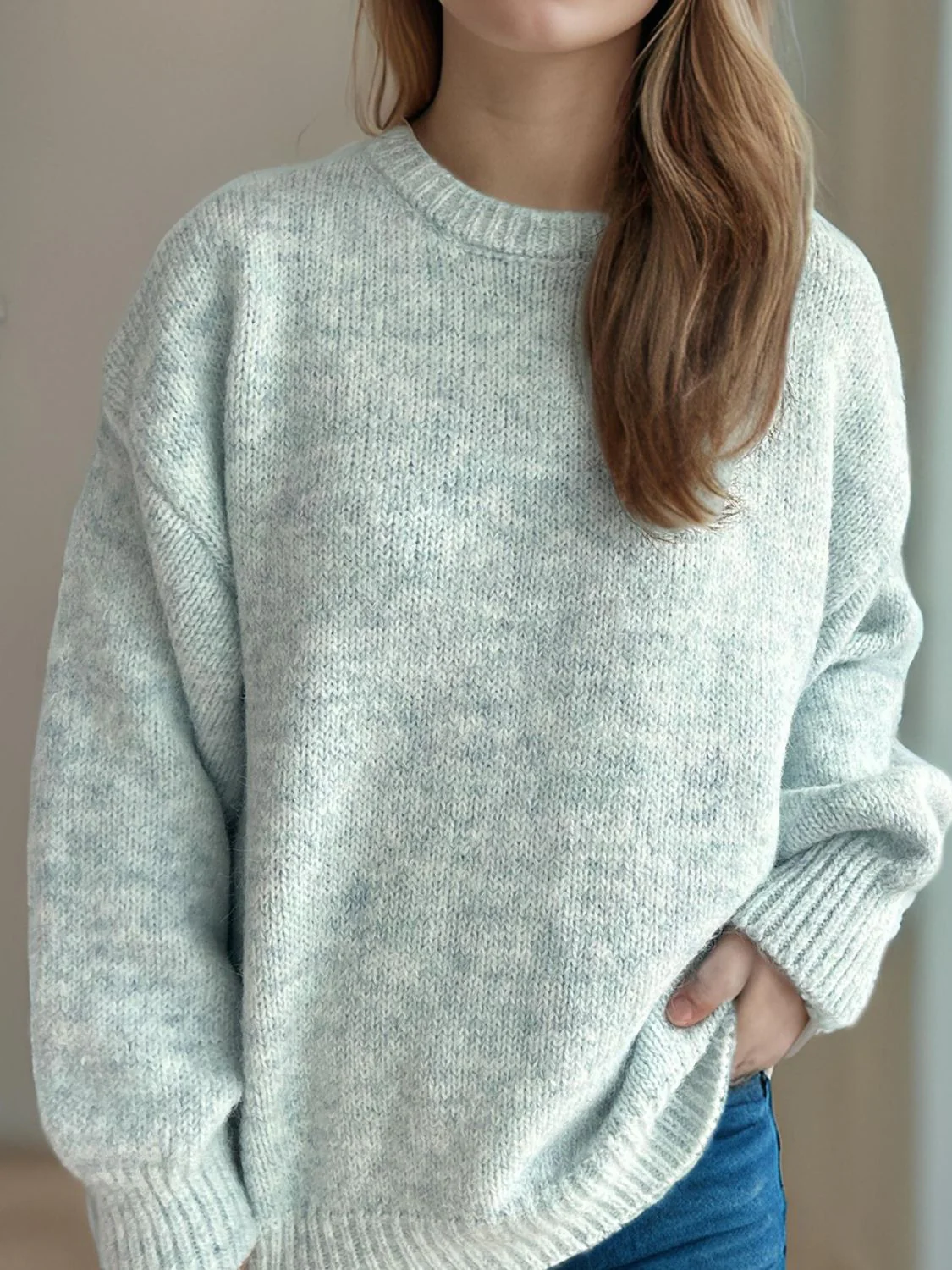 Round Neck Long Sleeve Sweater - Image 15