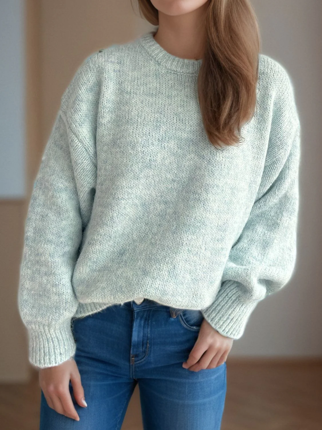 Round Neck Long Sleeve Sweater - Image 16