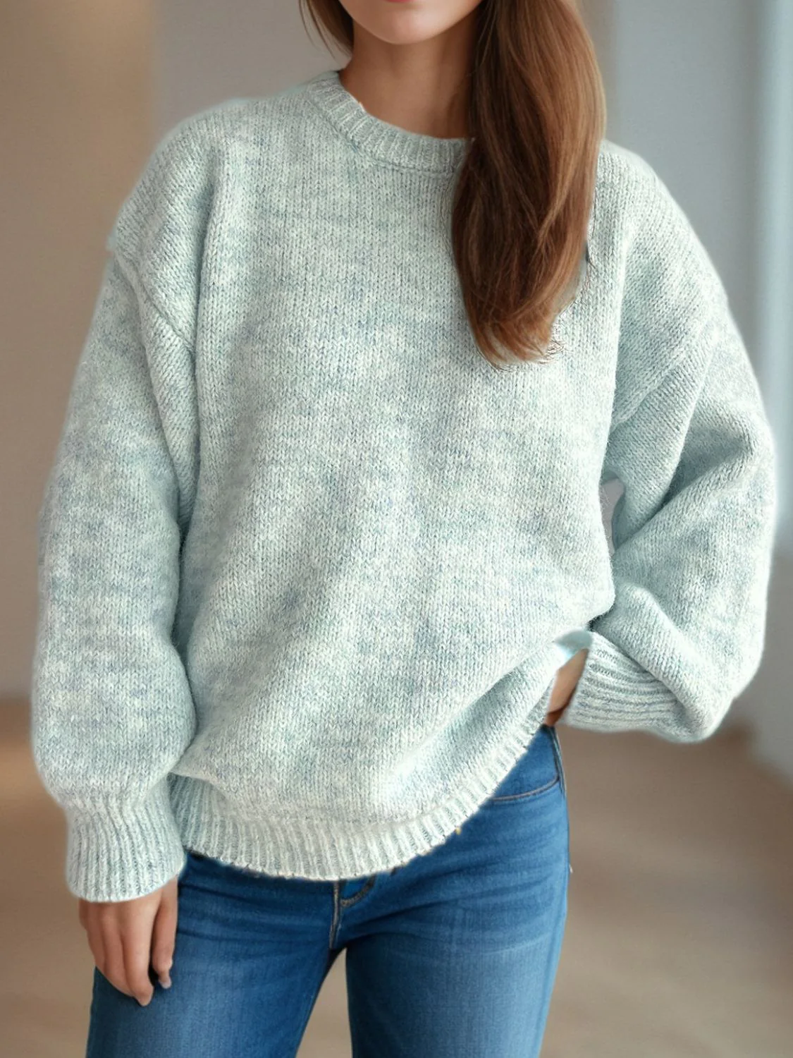 Round Neck Long Sleeve Sweater - Image 20
