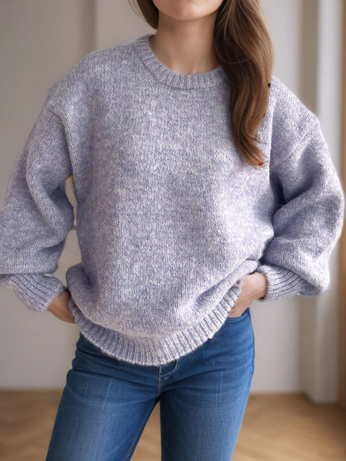 Round Neck Long Sleeve Sweater - Image 22