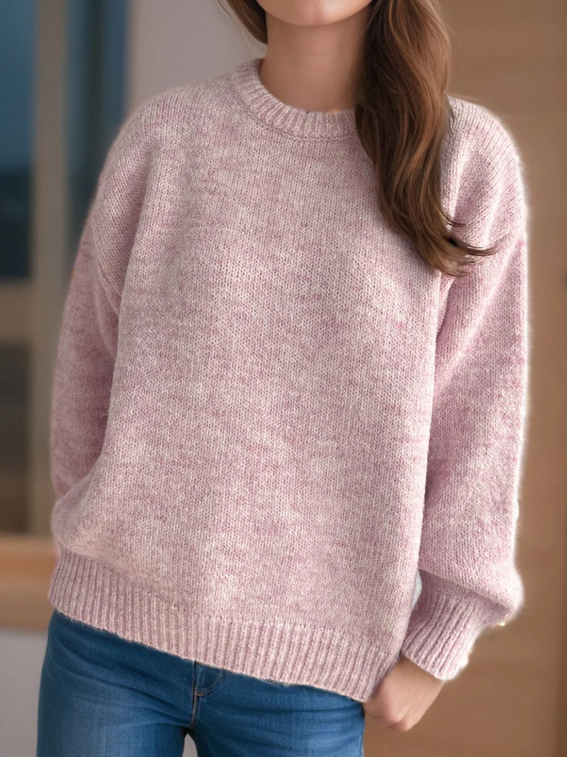 Round Neck Long Sleeve Sweater - Image 8