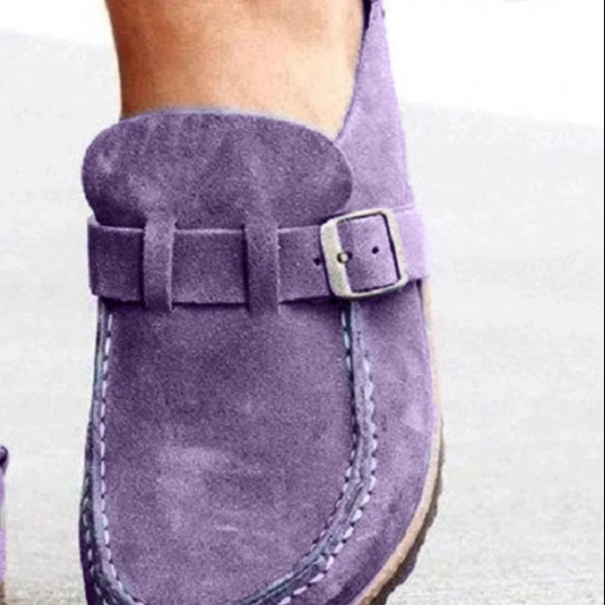 Round Toe Low Heel Buckle Loafers - Image 9