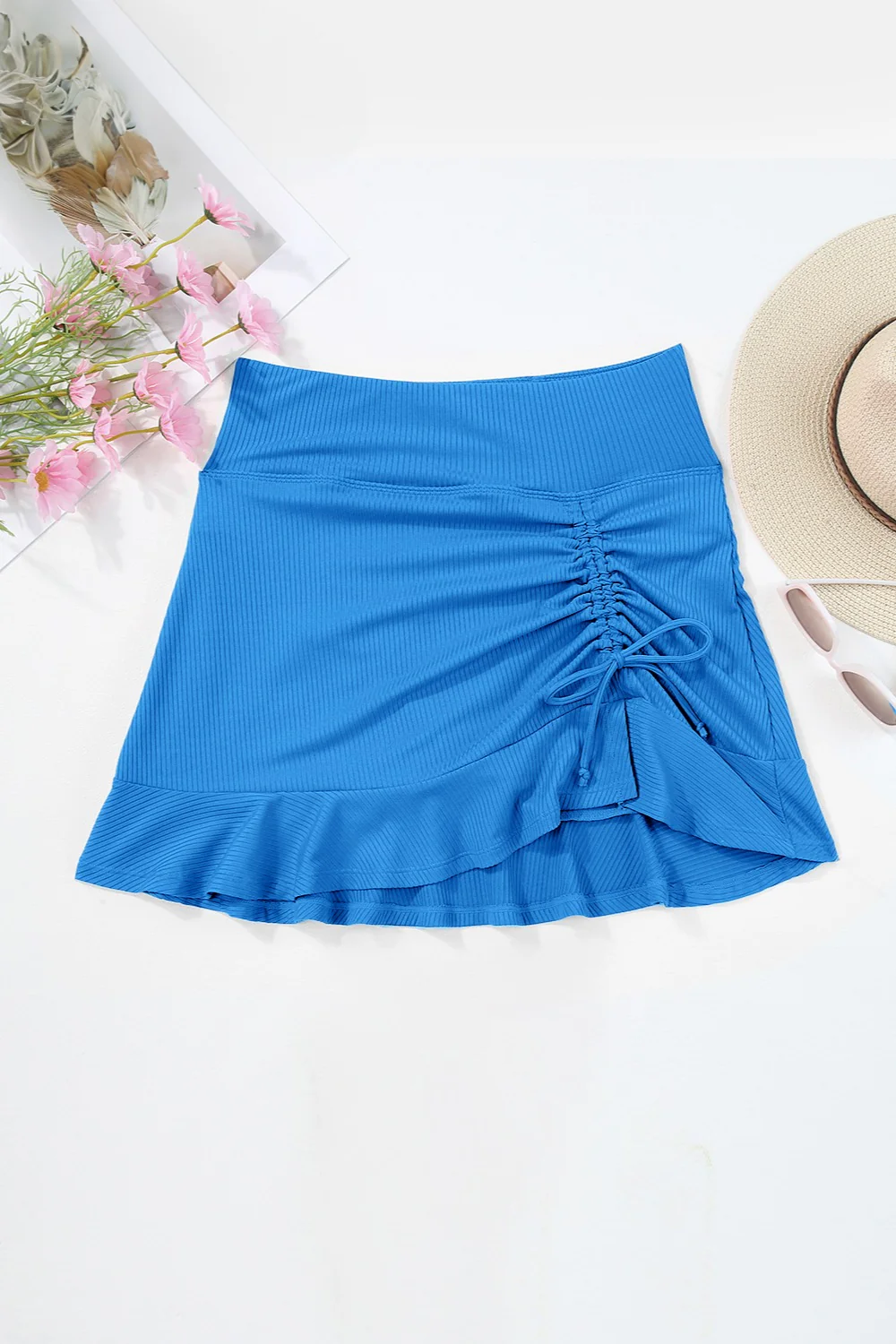 Ruched Elastic Waist Swim Skirt - Image 6