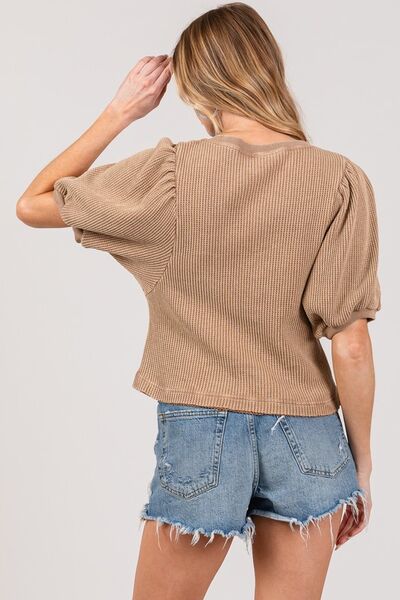 Lace-Up Waffle Knit Crop Top - Image 5