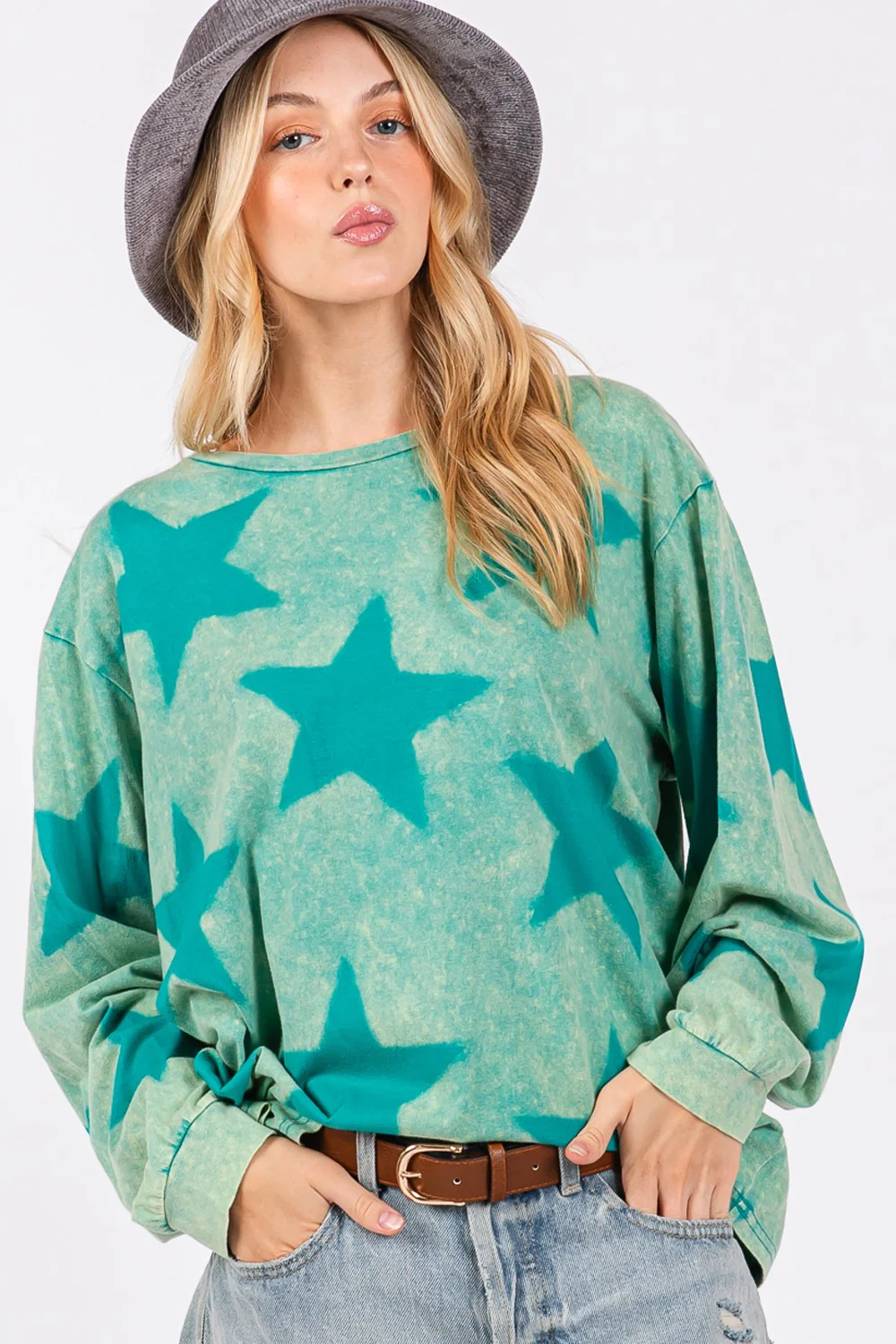SAGE + FIG Mineral Wash Star Pattern T-Shirt - Image 5