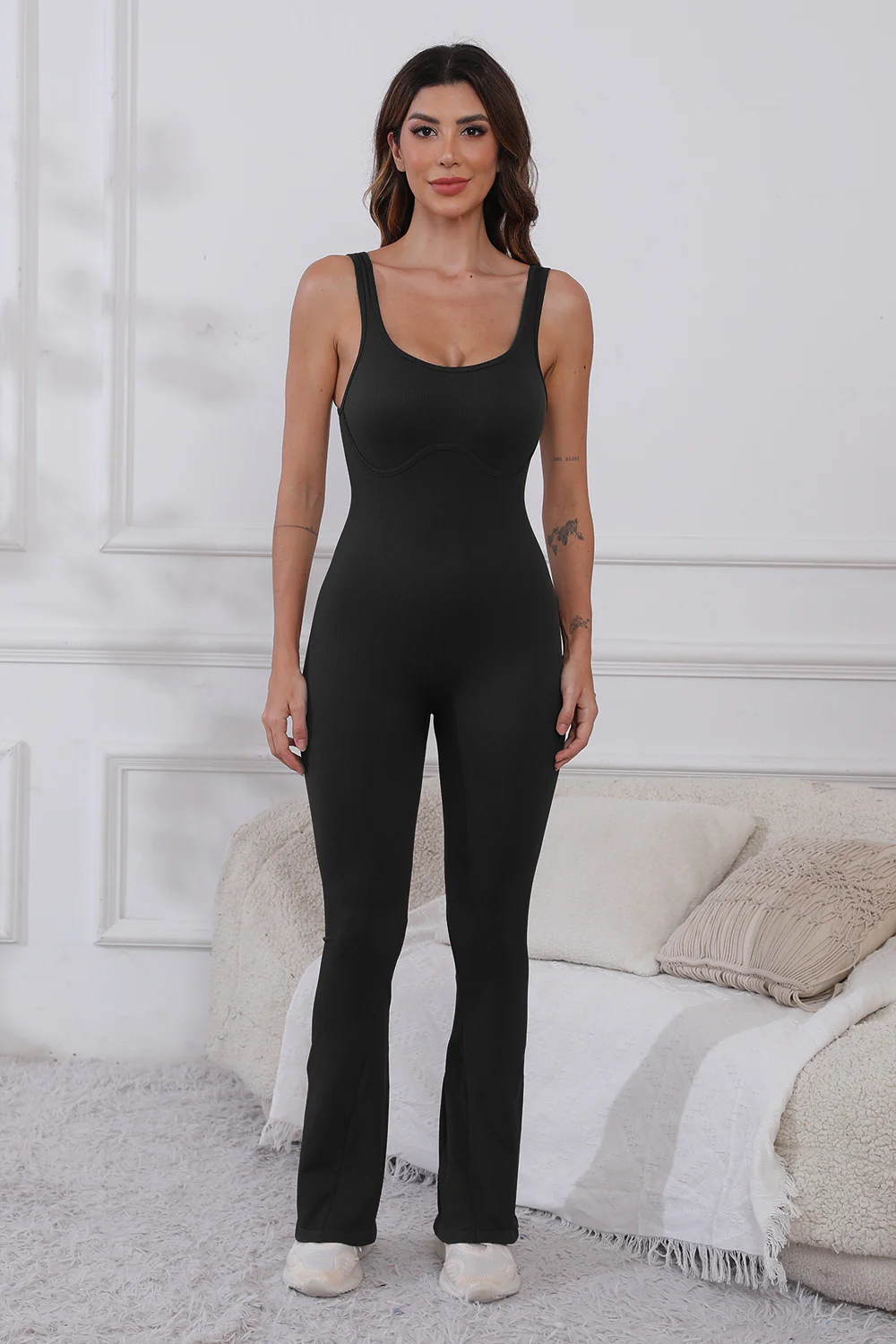 Scoop Neck Wide Strap Active Jumpsuit - Image 3