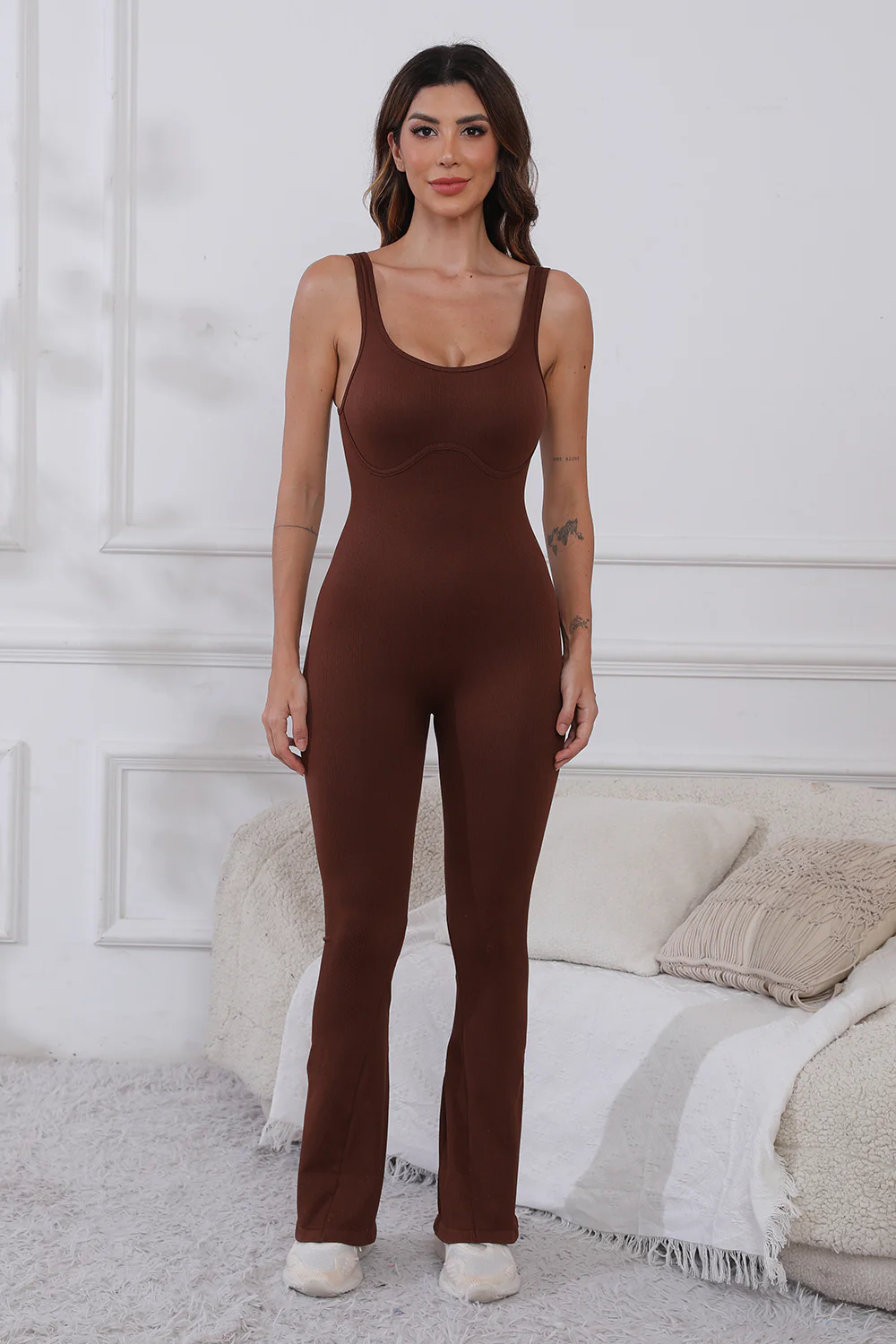 Scoop Neck Wide Strap Active Jumpsuit - Image 4