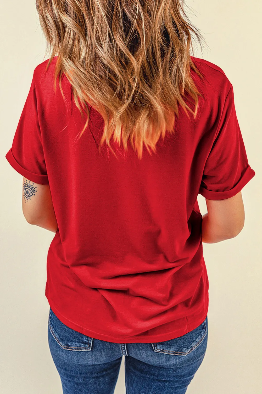 Sequin Santa Round Neck Short Sleeve T-Shirt - Image 5
