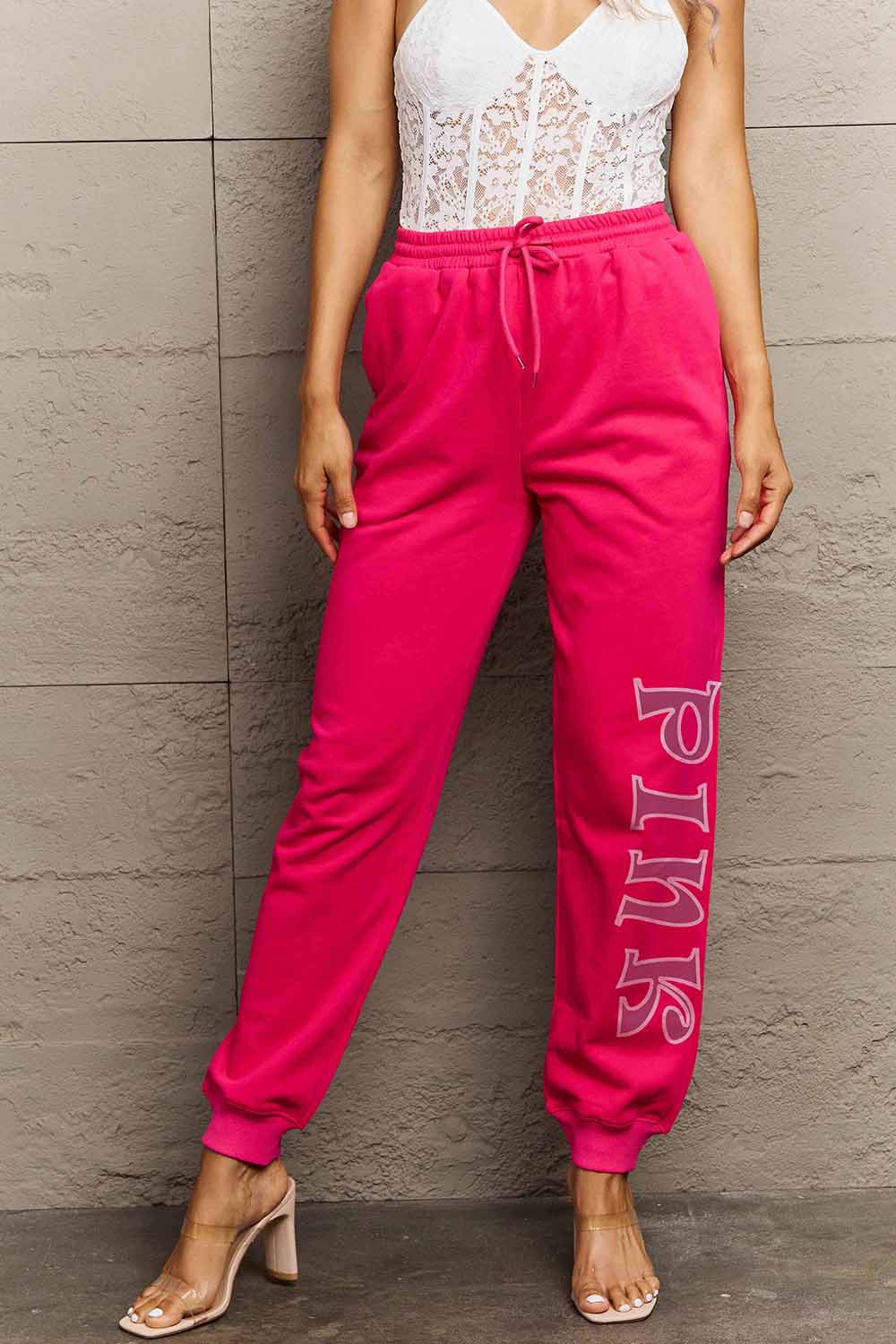 Simply Love Full Size PINK Graphic Sweatpants - Image 4