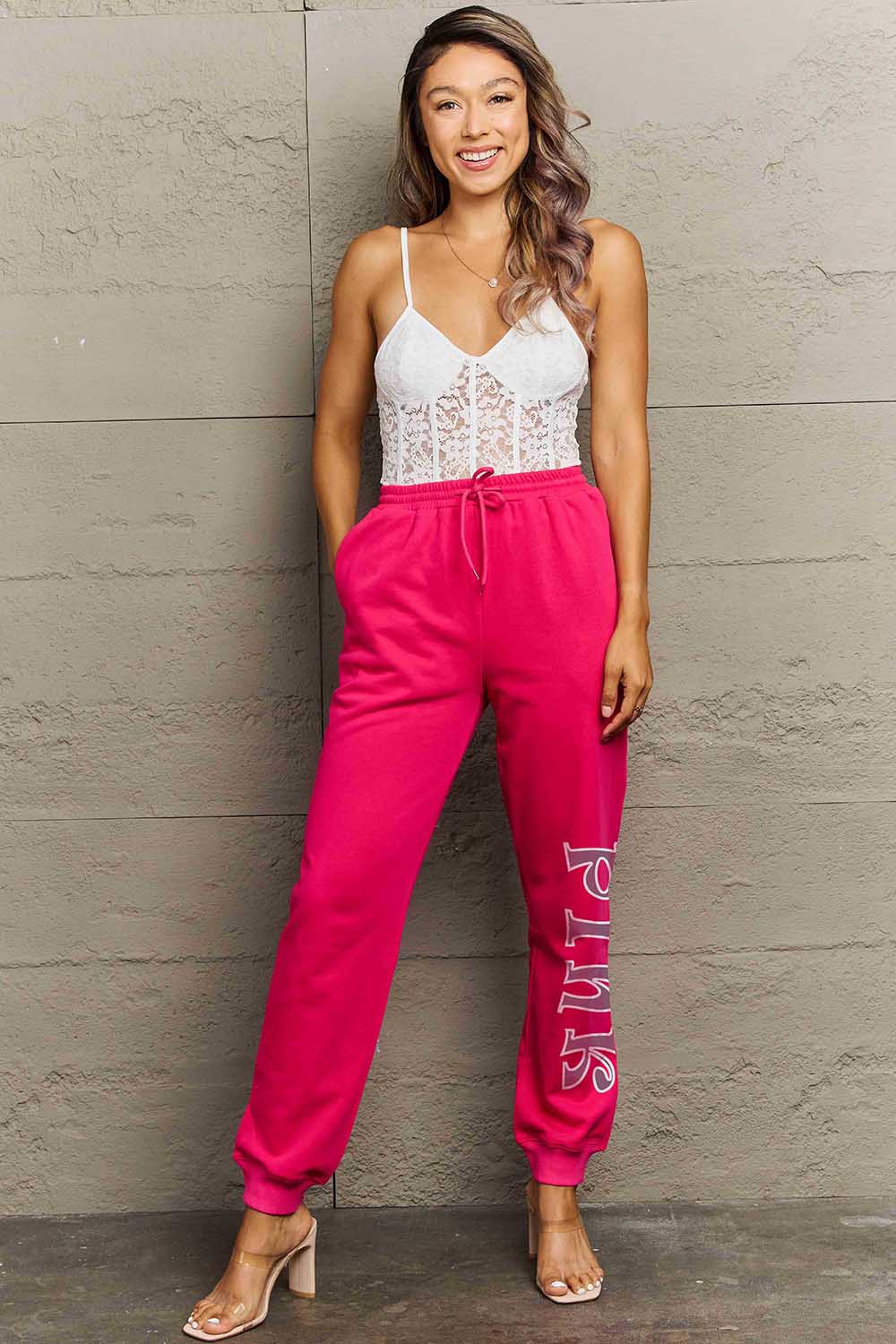 Simply Love Full Size PINK Graphic Sweatpants - Image 6