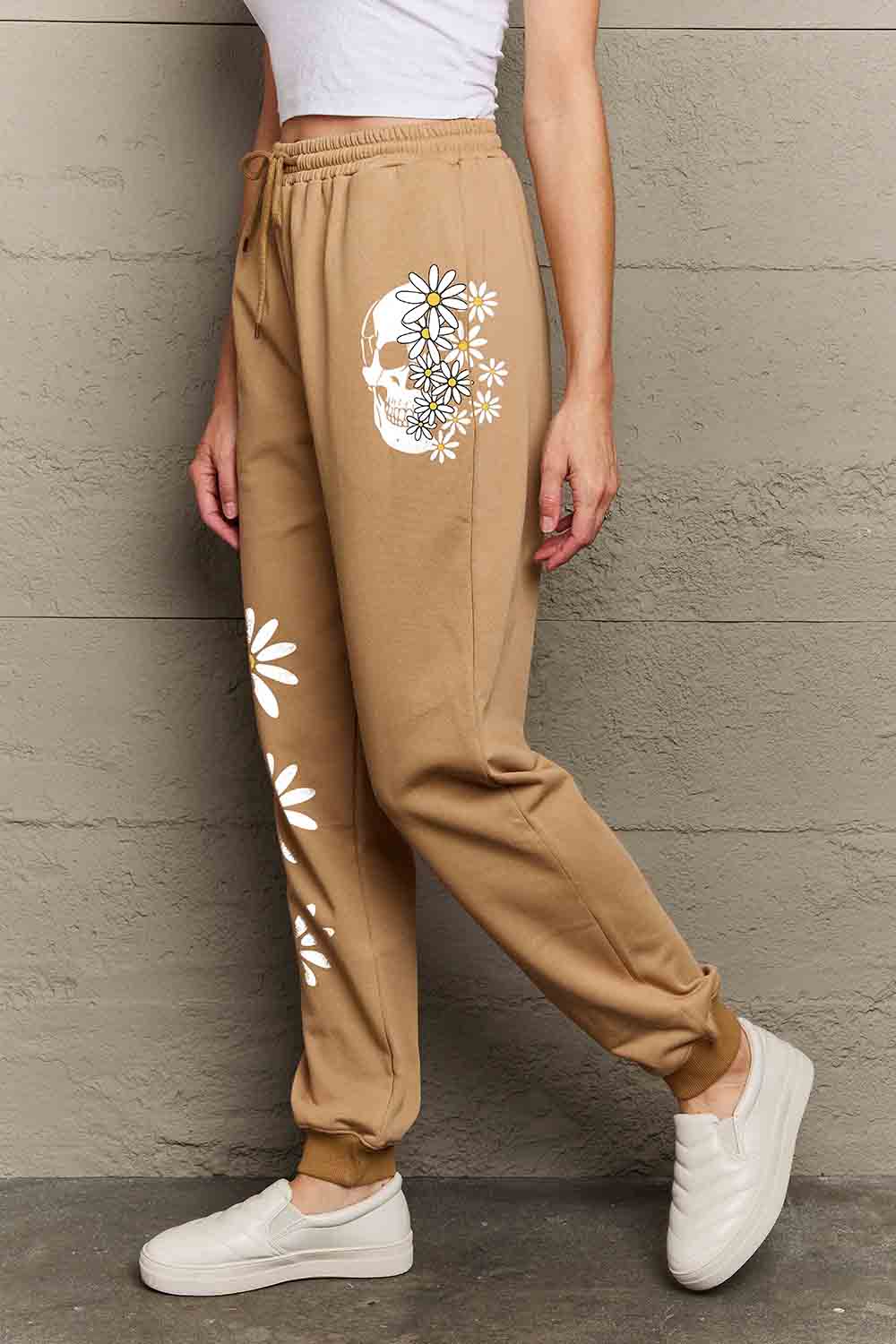 Simply Love Simply Love Full Size Drawstring Flower & Skull Graphic Long Sweatpants - Image 5