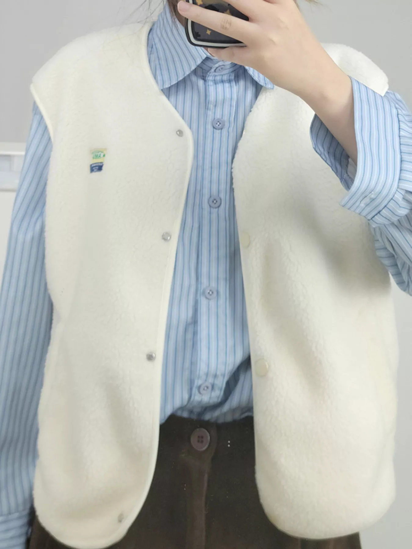 Snap Down Sherpa Vest Coat - Image 8