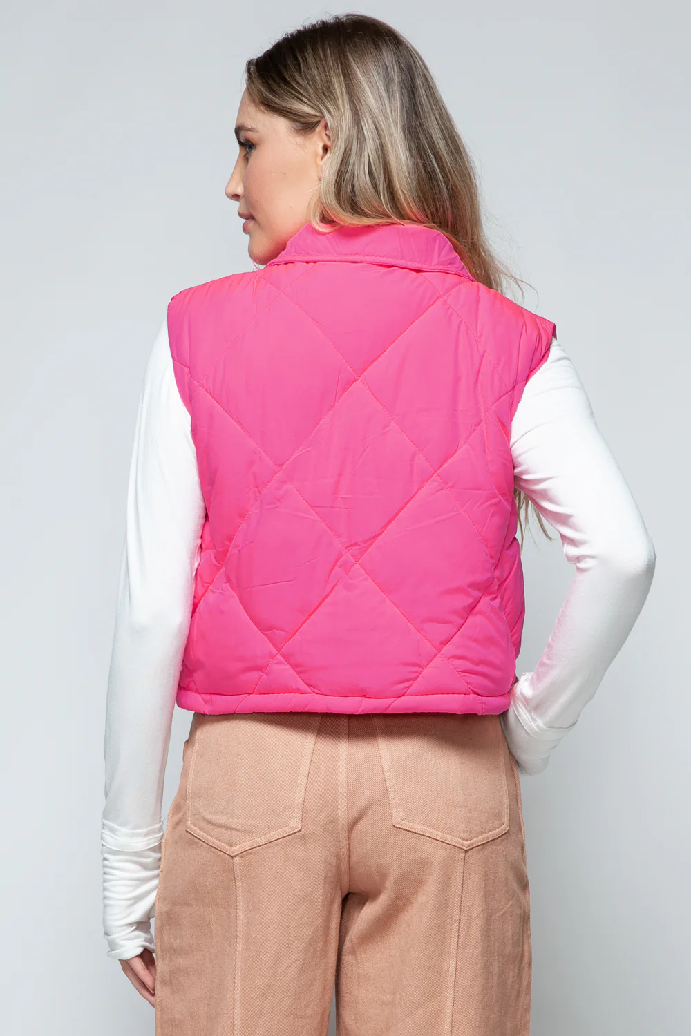Snobbish Snap Down Quilted Crop Vest - Image 3