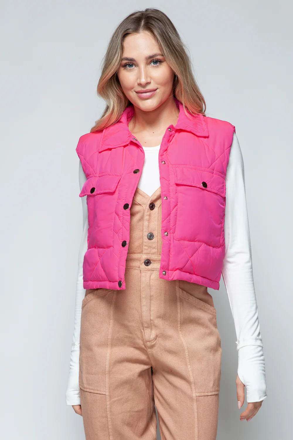Snobbish Snap Down Quilted Crop Vest - Image 6