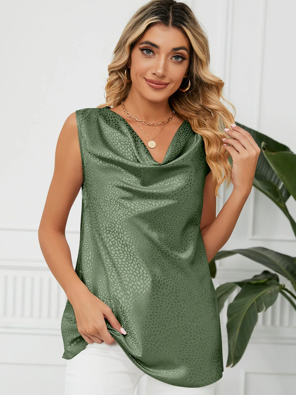 Solid Cowl Neck Top - Image 10