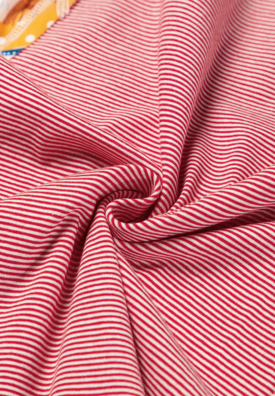 Striped Floral Patchwork Round Neck Top - Image 12