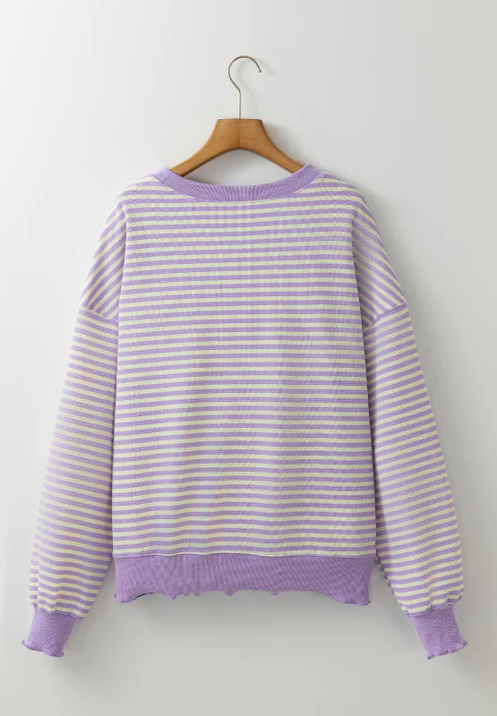Striped Round Neck Long Sleeve Sweatshirt - Image 10