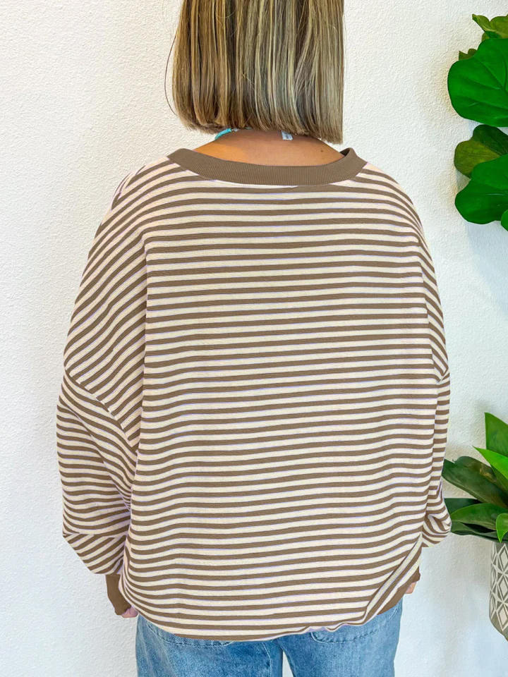 Striped Round Neck Long Sleeve Sweatshirt - Image 16