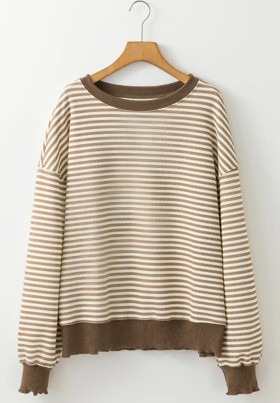 Striped Round Neck Long Sleeve Sweatshirt - Image 17