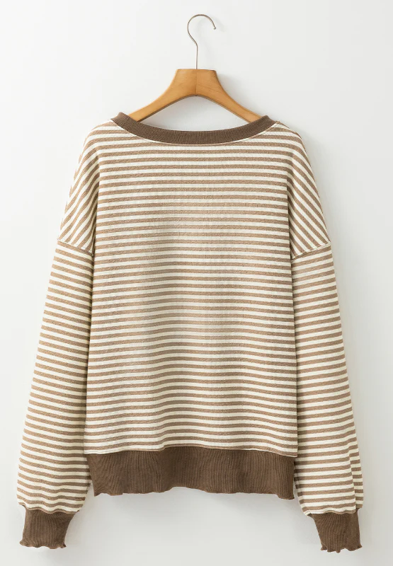 Striped Round Neck Long Sleeve Sweatshirt - Image 18