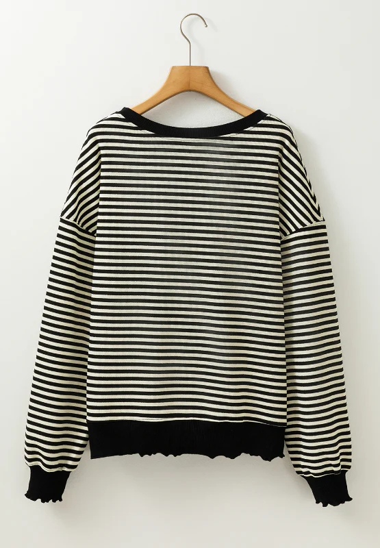 Striped Round Neck Long Sleeve Sweatshirt - Image 24