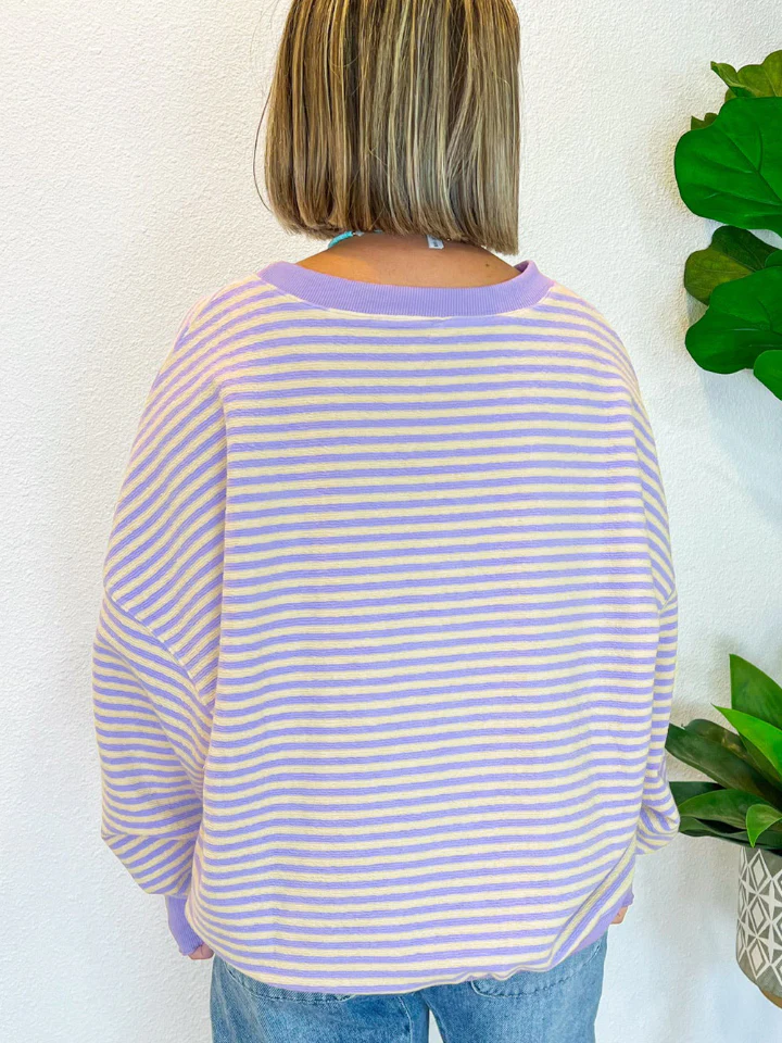 Striped Round Neck Long Sleeve Sweatshirt - Image 8