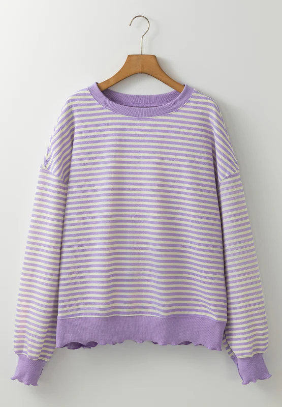 Striped Round Neck Long Sleeve Sweatshirt - Image 9