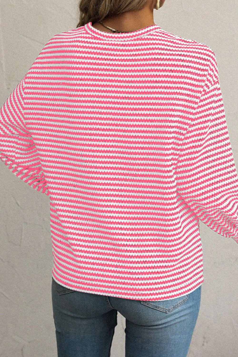 Striped Round Neck Long Sleeve Top - Image 9