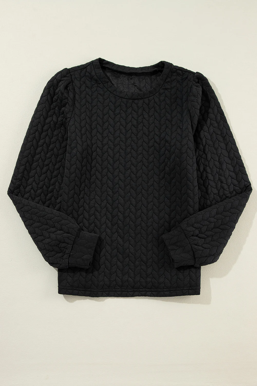 Texture Round Neck Long Sleeve Sweatshirt - Image 9