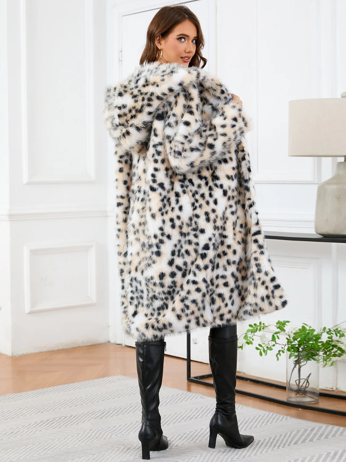 Thermal Leopard Faux Fur Hooded Outerwear - Image 5