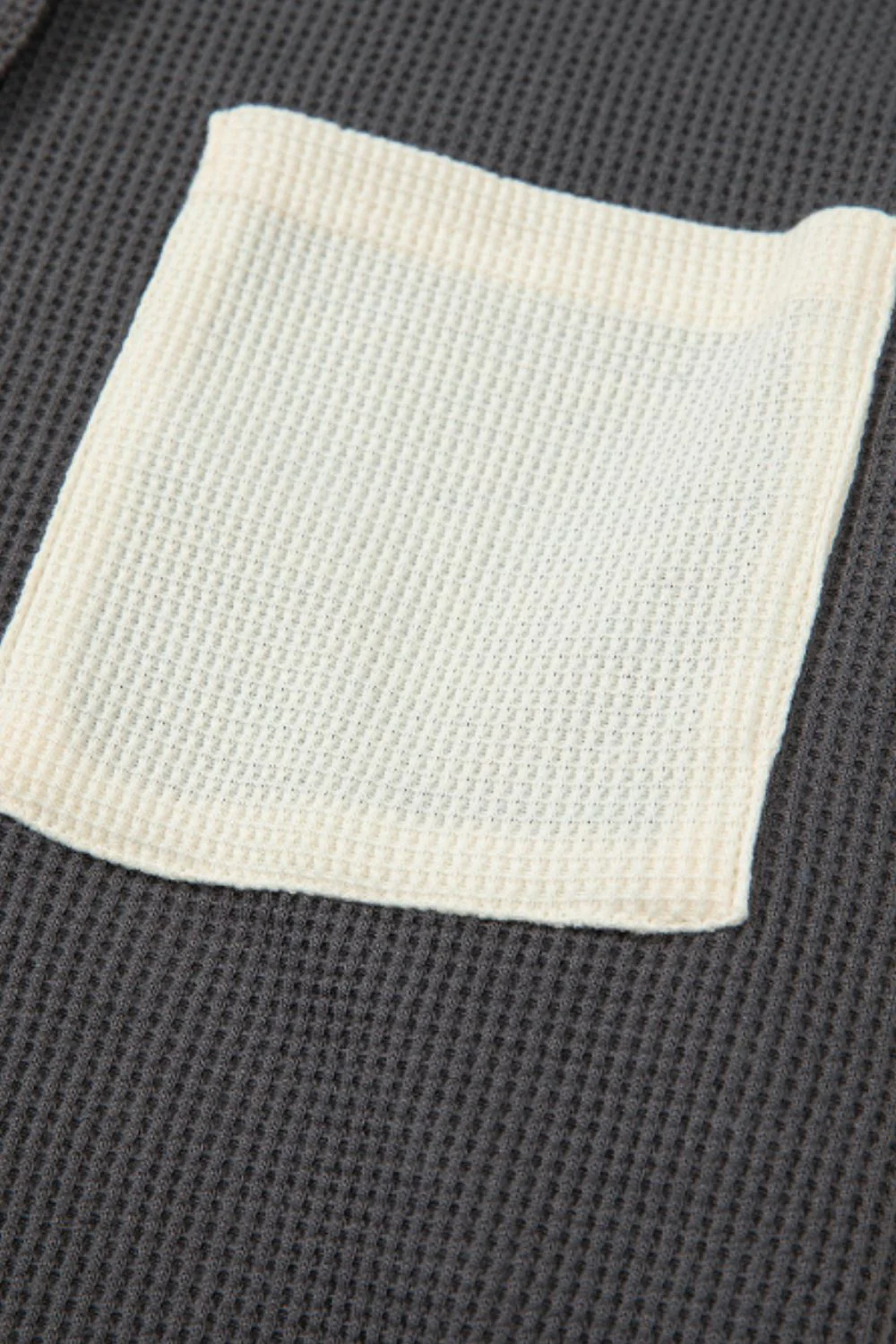 Waffle-Knit Two-Tone Long Sleeve Hoodie - Image 10