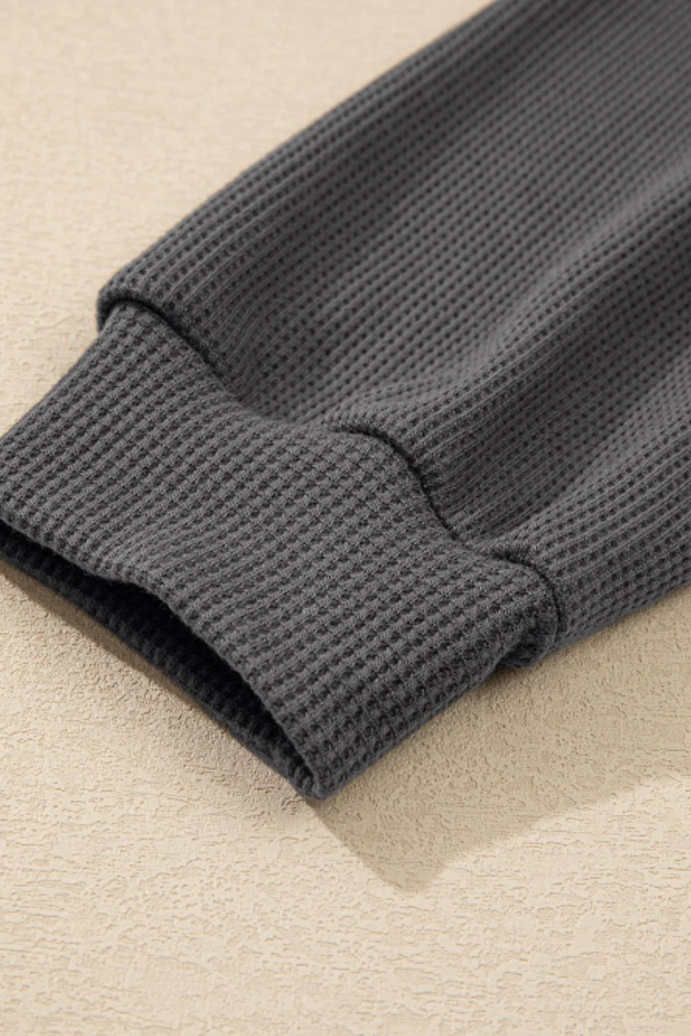 Waffle-Knit Two-Tone Long Sleeve Hoodie - Image 12