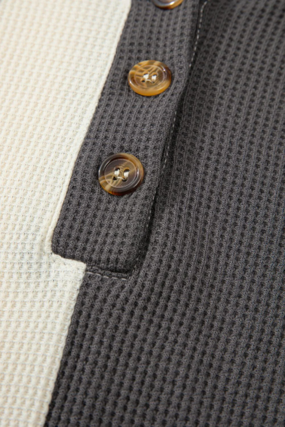 Waffle-Knit Two-Tone Long Sleeve Hoodie - Image 8